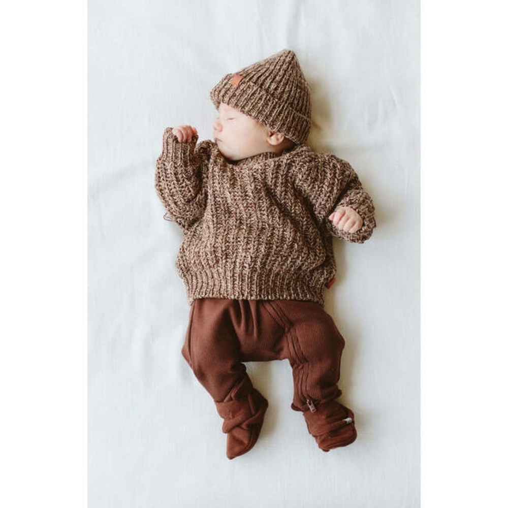 Goumi Kids Chunky Knit Sweater in Bark Color